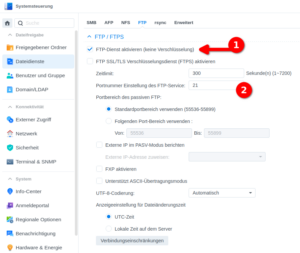 Synology Dateidienst aktivieren